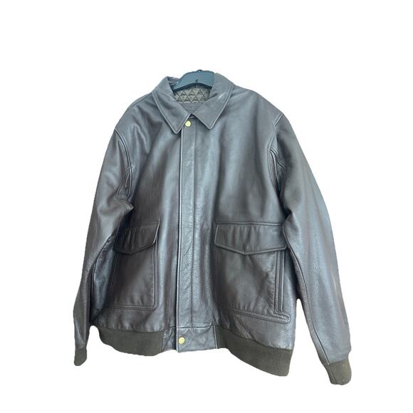 Red Head Bomber aviator Brown Pebble Leather Jacket Quilted Liner Men's Sz XXL - Picture 1 of 16